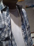 :CHOCOOLATE it格子長(cháng)袖襯衫男士2026春秋季通勤休閑襯衣外套上衣 深藍色 XL 【建議135-150斤】 曬單實(shí)拍圖