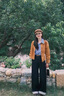 艾珠兒（Aizhuer）休閑褲女2025秋季搭配一整套裝復(fù)古外套襯衫上衣牛仔闊腿褲三件套 襯衣+外套+褲子 M 曬單實(shí)拍圖