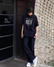 肆緘胖子大碼彎刀牛仔褲男大屁股顯瘦vibe褲子美式高街寬松大碼微喇褲 黑色 4XL 適合180-200斤 曬單實(shí)拍圖