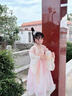 貝優(yōu)可古月家.粉瑤兔 漢服女童春秋款兒童中秋中國風(fēng)仙女裙仙氣玉兔襦裙 粉色 120 含披帛 曬單實(shí)拍圖