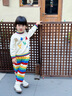 幼歌（YOUGE）嬰幼兒2025秋季新款彩虹撞色童趣柔軟貓咪毛衣套裝 淺杏毛衣（五彩領(lǐng)口） 90 cm 曬單實拍圖