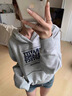 燦圖灰色連帽字母刺繡衛衣女春秋季2025新款美式潮流慵懶chic上衣外套 灰色【常規款】 M 曬單實(shí)拍圖