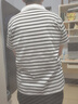 啄木鳥純棉翻領(lǐng)正肩短袖t恤女夏季條紋polo衫寬松大碼百搭上衣 黑白  XL 曬單實拍圖