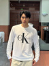 Calvin KleinJeans25秋季新款男士休閑經(jīng)典ck字母印花打底圓領(lǐng)長(cháng)袖T恤4RD869G YAF-月光白 L 曬單實(shí)拍圖