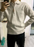 伯爵卓爾【曠野美拉德】提花設(shè)計翻領(lǐng)針織衫男士通勤外套秋季新款 Y431570 云米色 3XL 曬單實(shí)拍圖