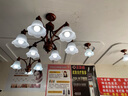 燈將美式客廳吊燈餐廳臥室燈中古風(fēng)簡約中山復(fù)古鄉(xiāng)村玻璃主臥燈具護眼 6頭朝下 （全光譜護眼）三色變光 曬單實拍圖