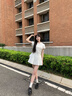 JIOESC泡泡袖襯衫連衣裙學院風女氣質(zhì)收腰小個子甜美短裙a字法式茶歇裙 白色（加內(nèi)里+配送安全褲） M 90-100斤 曬單實拍圖