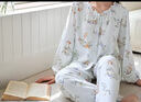 婧麒（JOYNCLEON）月子服春夏竹棉薄孕婦睡衣產(chǎn)后哺乳待產(chǎn)胸墊家居服藍XL Jyz157092 曬單實(shí)拍圖