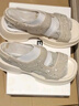 百麗（Belle）休閑沙灘涼鞋女商場同款閃鉆便穿涼鞋Z3V1DBL3 米白 39 (245mm) 曬單實(shí)拍圖