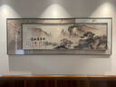 涵軒新中式客廳裝飾畫(huà)沙發(fā)背景墻壁畫(huà)辦公室書(shū)房高檔大氣山水字畫(huà)掛畫(huà) JD31029海納百川 大120*40+小90*30 （搭1.5米沙發(fā) 經(jīng)典黑框 質(zhì)感油畫(huà)布+加厚鋁合金外框不反光 曬單實(shí)拍圖