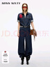 MISS SIXTY2025秋季新款牛仔連體褲女復(fù)古工裝風(fēng)寬松高腰闊腿褲 黑藍 L 曬單實拍圖