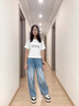 女童直筒牛仔褲秋季2025新款兒童褲子秋裝女孩大童初中生闊腿褲潮 藍色 150 曬單實拍圖