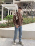 安初夏棒球服外套男套裝春秋款潮牌痞帥夾克一整套搭配帥氣牛仔褲三件套 外套黑+長(cháng)白T+牛仔褲藍【三件】 XL 建議120-140斤 曬單實(shí)拍圖