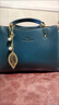 生日禮物送老婆包包女包牛皮紋手提包女士單肩包大容量媽媽斜挎包 藍色款一 曬單實(shí)拍圖