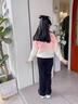 拙拙豬女童褲子春秋款微喇叭褲2025新款兒童中大童針織彈力褲女孩秋裝褲 黑色 140 曬單實(shí)拍圖