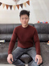 SHANSHAN杉杉純羊毛衫男秋冬100%綿羊毛加厚柔軟保暖毛衣休閑圓領(lǐng)高檔上衣 棕色 L /175 曬單實(shí)拍圖