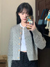矜持范毛衣女學(xué)院風(fēng)短款針織衫女2025春季新款小個(gè)子絞花上衣毛衣外套 灰色 (絞花開衫) M 曬單實(shí)拍圖