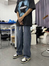 杉努天絲牛仔褲子男夏季萊賽爾涼感闊腿直筒褲寬松百搭松緊腰男生長褲 G158磨白復(fù)古藍(lán) XL 曬單實(shí)拍圖