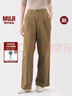 無印良品（MUJI）女式粗細(xì)不均棉線絲光斜紋抽褶寬版褲褲子25年秋季新品休閑褲女裝 深米色 XL （165/74A） 曬單實拍圖