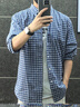優(yōu)衣庫開(kāi)業(yè)價(jià)男裝/男女同款優(yōu)質(zhì)長(cháng)絨棉格子襯衫長(cháng)袖襯衣休閑純棉483136 483136/64湖藍色 L /175/100A 曬單實(shí)拍圖
