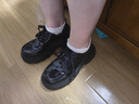 品牌斷碼粗跟小皮鞋女新款復古單鞋子日系jk制服配裙子厚底樂福鞋 黑色-亮光 37 曬單實拍圖