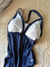速比濤（Speedo）泳衣女綺遇系列深海設計海島溫泉度假性感連體泳衣 海藍/白 36 曬單實(shí)拍圖