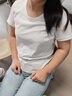 森馬（Semir）短袖t恤女短款合體顯瘦正肩內搭25夏涼感修身打底衫109325100001 曬單實(shí)拍圖