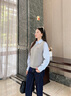lagogo學(xué)院風(fēng)假兩件針織衫女拉谷谷2025秋季新款繡花條紋長袖上衣 灰藍(lán) L 曬單實(shí)拍圖