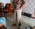 俞兆林（YUZHAOLIN）母親節(jié)禮物中老年人夏裝女奶奶T恤短袖媽媽棉麻套裝休閑老人衣服 橘色 XL [建議85-110斤] 曬單實拍圖