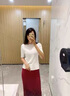 TKSY酒紅色一字領中袖打底衫女裝春秋2025新款內搭修身針織上衣薄 酒紅色 【針織面料】 2XL (130-140斤) 曬單實拍圖