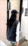 哈魯?shù)虾谏Ｗ旭R甲背心女2025春秋寬松破洞韓版外套無袖大碼中長款外搭 黑色 M （95-108斤) 曬單實拍圖