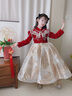WVD美國品牌童禮服云肩生日宴公主裙花童婚禮小女孩鋼琴演出服新中式紅色禮服含重工云肩 紅色禮服含110 CM 曬單實(shí)拍圖
