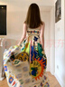 槿城復古民族風(fēng)油畫(huà)涂鴉印花吊帶連衣裙女2025夏季新款高級感小眾長(cháng)裙 花色 QK002 M 曬單實(shí)拍圖