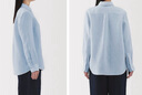 無(wú)印良品（MUJI）女式 漢麻水洗襯衫領(lǐng)長(cháng)袖襯衫女士襯衣外套外衣 25年夏季女裝上衣 藍色條紋 L （165/88A） 曬單實(shí)拍圖