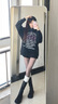 達芙妮厚底長筒靴女2025夏秋長靴不過膝拼色高筒靴時尚百搭騎士靴 黑米 37 (235mm) 標準碼 曬單實拍圖