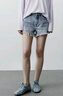 UR2025秋季新款女裝復古設計感須邊裝飾牛仔短褲UWM850194 淺藍 27 曬單實(shí)拍圖