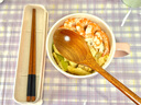 COOKSS筷子勺子套裝木質(zhì)一人用便攜式餐具三件套兒童學(xué)生專用外帶收納盒 曬單實(shí)拍圖