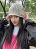 CACUSS羊毛帽子女秋冬薄款毛線(xiàn)帽時(shí)尚堆堆帽顯臉小針織帽女 米色 曬單實(shí)拍圖