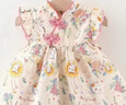 婧麒（JOYNCLEON）女童連衣裙夏季2025新款洋氣兒童裙子周歲禮服寶寶無袖公主裙 米色Jly182422 90 cm 曬單實拍圖