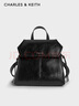 CHARLES&KEITH25秋新品大容量復古通勤繩結雙肩背包生日禮物CK2-60671790 Noir黑色 M 曬單實拍圖