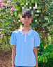 芭菲悅女童t恤短袖夏季款POLO衫中大童女學(xué)生學(xué)院風(fēng)半袖泡泡袖翻領(lǐng)上衣 天藍色 160碼建議身高145-155cm 曬單實(shí)拍圖