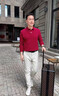 袋鼠（DAISHU）純棉長(cháng)袖T恤男春秋季中年商務(wù)休閑下擺開(kāi)叉純色POLO衫寬松上衣男 AN17162棗紅 XL 推薦135-155斤 曬單實(shí)拍圖