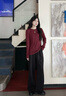 Teenie Weenie小熊女裝T恤2025年秋季新款柔軟舒適長袖質(zhì)感打底衫 酒紅色 S 曬單實拍圖