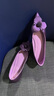 百麗香奈（BAILIXIANGNAI）魅紫女士輕奢女鞋韓版花朵尖頭低跟單鞋絲綢羊皮一腳蹬平底鞋 紫色 37 曬單實(shí)拍圖
