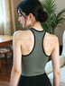 凡圣瑜伽夏季新款透氣運動(dòng)瑜伽服背心女工字背背心FA211 【一體杯】苔灰綠 M 曬單實(shí)拍圖