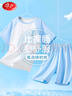 浪莎（LangSha）兒童睡衣男童夏季薄款透氣純棉家居服中學(xué)生插肩袖短袖套裝 150 曬單實(shí)拍圖