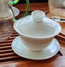 杰藝羊脂玉白瓷蓋碗茶杯陶瓷單個(gè)高端大號泡茶功夫三才茶碗茶具不燙手 羊脂玉【蓋碗】素白01款約120ml 曬單實(shí)拍圖