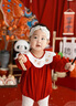 G.DUCKKIDS小黃鴨嬰兒包屁衣春秋長(cháng)袖新生兒連體衣女寶寶公主滿(mǎn)月周歲哈衣 酒紅色夏款 加襪子 66cm 尺碼建議0-3個(gè)月8-12斤 曬單實(shí)拍圖