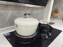溫侖山鵝卵石湯鍋蒸鍋煮鍋雙耳不粘燉鍋無涂層燃氣電磁爐專用白玉蘭24cm 曬單實拍圖