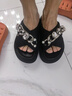 JOOC玖詩一字拖鞋女春夏新款法式時尚厚底百搭外穿休閑涼拖黑色6847 經(jīng)典黑 35 曬單實拍圖